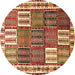 Round Persian Brown Traditional Rug, tr883brn