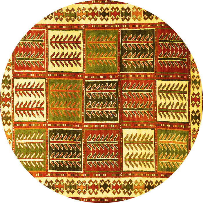 Round Persian Yellow Traditional Rug, tr883yw
