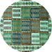 Round Machine Washable Persian Turquoise Traditional Area Rugs, wshtr883turq