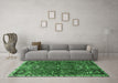 Machine Washable Persian Emerald Green Traditional Area Rugs in a Living Room,, wshtr884emgrn
