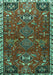 Machine Washable Persian Turquoise Traditional Area Rugs, wshtr884turq