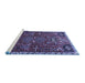Sideview of Machine Washable Persian Blue Traditional Rug, wshtr884blu