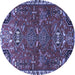 Round Machine Washable Persian Blue Traditional Rug, wshtr884blu