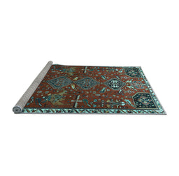 Sideview of Machine Washable Persian Light Blue Traditional Rug, wshtr884lblu