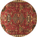Round Persian Brown Traditional Rug, tr884brn