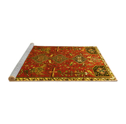 Sideview of Machine Washable Persian Yellow Traditional Rug, wshtr884yw