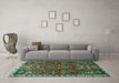 Machine Washable Persian Turquoise Traditional Area Rugs in a Living Room,, wshtr884turq