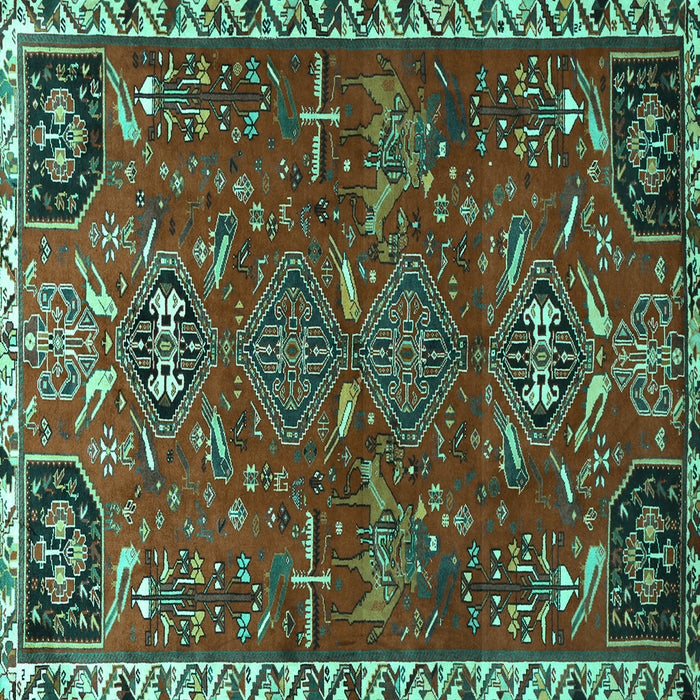 Square Persian Turquoise Traditional Rug, tr884turq