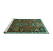 Sideview of Machine Washable Persian Turquoise Traditional Area Rugs, wshtr884turq