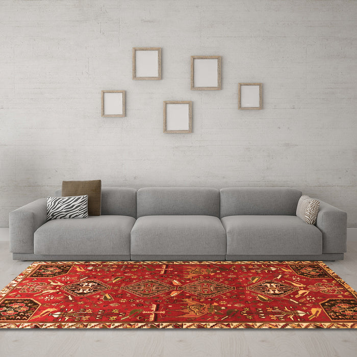 Machine Washable Persian Orange Traditional Area Rugs in a Living Room, wshtr884org
