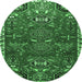 Round Persian Emerald Green Traditional Rug, tr884emgrn