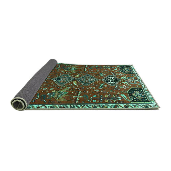 Sideview of Persian Turquoise Traditional Rug, tr884turq