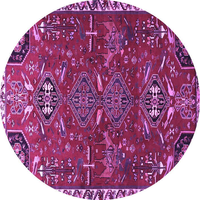 Round Persian Purple Traditional Rug, tr884pur