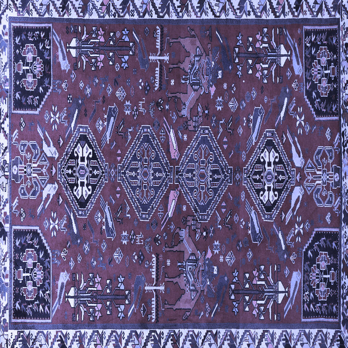 Square Machine Washable Persian Blue Traditional Rug, wshtr884blu