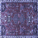 Square Machine Washable Persian Blue Traditional Rug, wshtr884blu