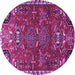 Round Machine Washable Persian Purple Traditional Area Rugs, wshtr884pur