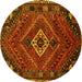 Round Machine Washable Persian Yellow Traditional Rug, wshtr885yw