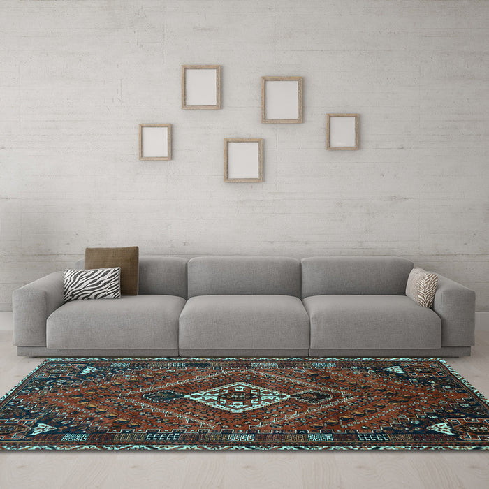 Machine Washable Persian Light Blue Traditional Rug in a Living Room, wshtr885lblu