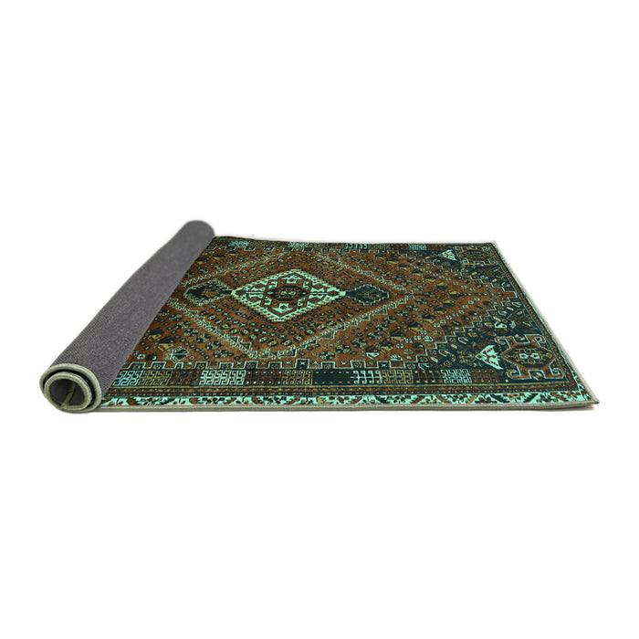 Sideview of Persian Turquoise Traditional Rug, tr885turq