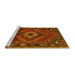 Sideview of Machine Washable Persian Yellow Traditional Rug, wshtr885yw