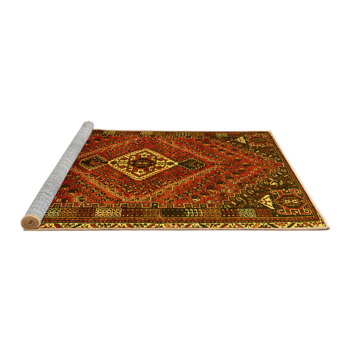 Sideview of Machine Washable Persian Yellow Traditional Rug, wshtr885yw