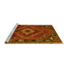 Sideview of Machine Washable Persian Yellow Traditional Rug, wshtr885yw