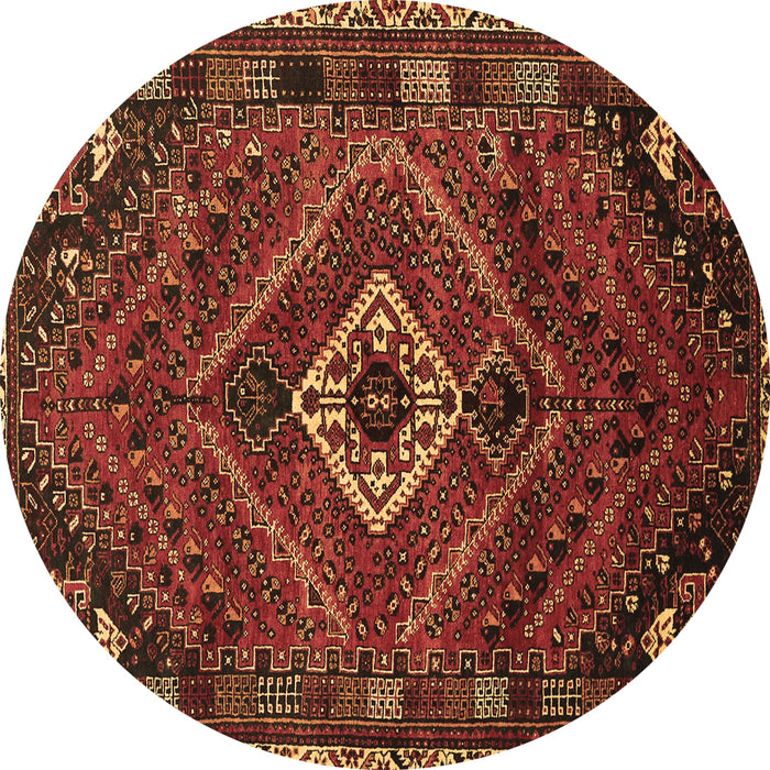 Round Machine Washable Persian Brown Traditional Rug, wshtr885brn