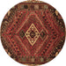 Round Machine Washable Persian Brown Traditional Rug, wshtr885brn