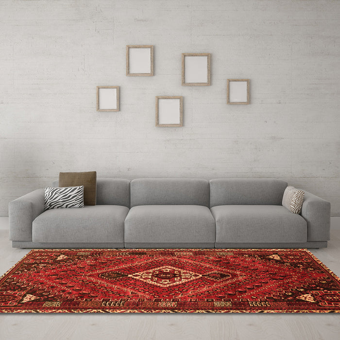 Machine Washable Persian Orange Traditional Area Rugs in a Living Room, wshtr885org