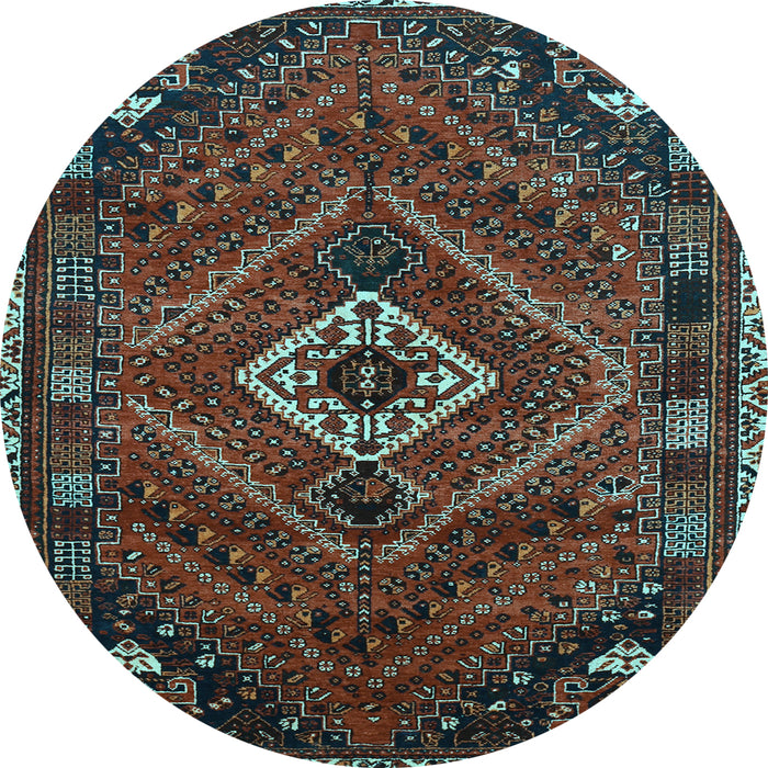 Round Machine Washable Persian Light Blue Traditional Rug, wshtr885lblu