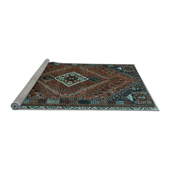 Sideview of Machine Washable Persian Light Blue Traditional Rug, wshtr885lblu