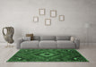 Machine Washable Persian Emerald Green Traditional Area Rugs in a Living Room,, wshtr885emgrn