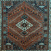 Square Machine Washable Persian Light Blue Traditional Rug, wshtr885lblu