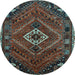 Round Persian Light Blue Traditional Rug, tr885lblu