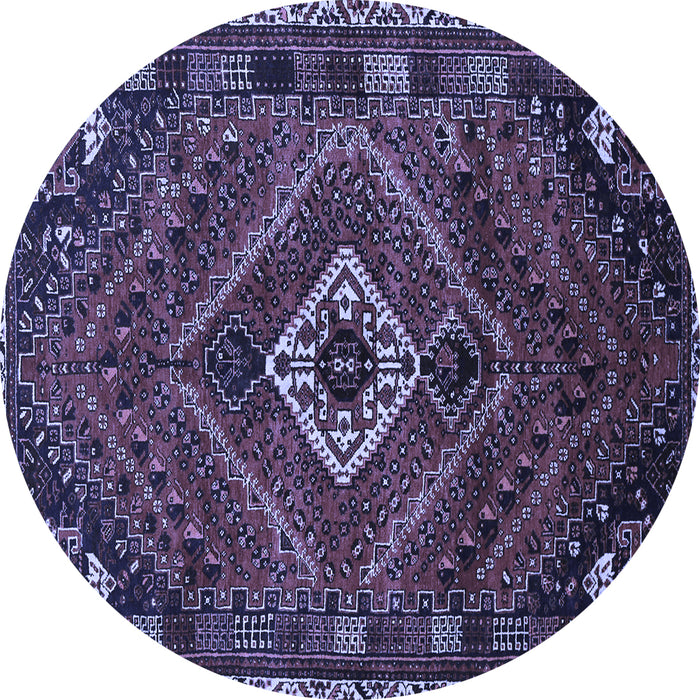 Round Machine Washable Persian Blue Traditional Rug, wshtr885blu