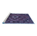 Sideview of Machine Washable Persian Blue Traditional Rug, wshtr885blu