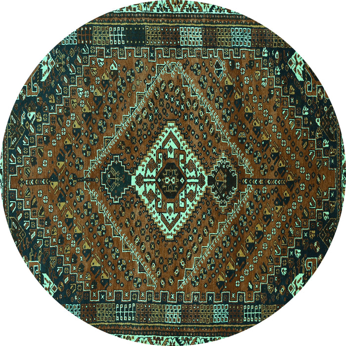 Round Persian Turquoise Traditional Rug, tr885turq
