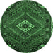 Round Persian Emerald Green Traditional Rug, tr885emgrn