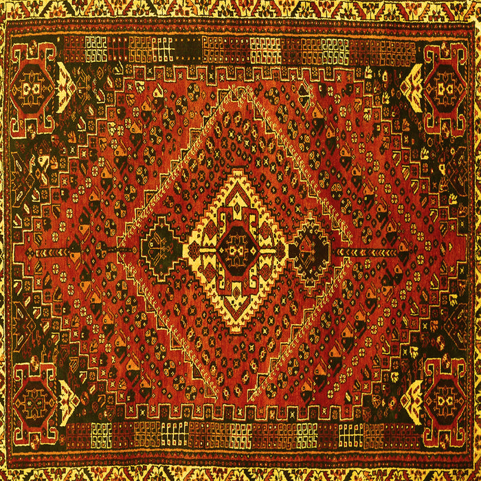 Square Machine Washable Persian Yellow Traditional Rug, wshtr885yw