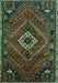 Machine Washable Persian Turquoise Traditional Area Rugs, wshtr885turq