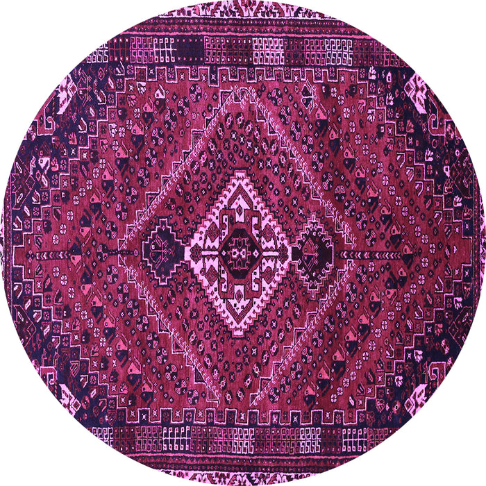 Round Machine Washable Persian Purple Traditional Area Rugs, wshtr885pur