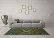 Machine Washable Persian Turquoise Traditional Area Rugs in a Living Room,, wshtr885turq