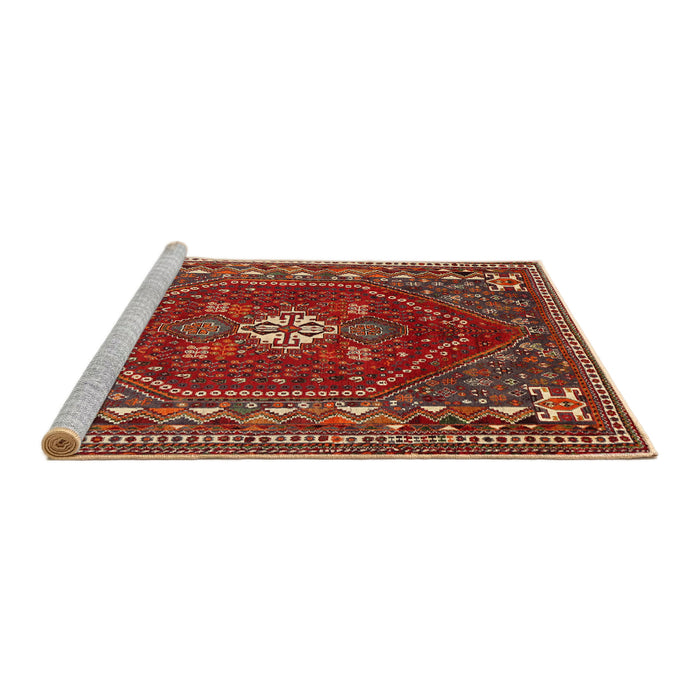 Sideview of Machine Washable Traditional Gold Brown Rug, wshtr886