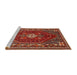 Sideview of Machine Washable Traditional Gold Brown Rug, wshtr886