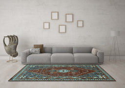 Machine Washable Persian Light Blue Traditional Rug in a Living Room, wshtr886lblu
