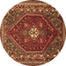 Round Persian Brown Traditional Rug, tr886brn
