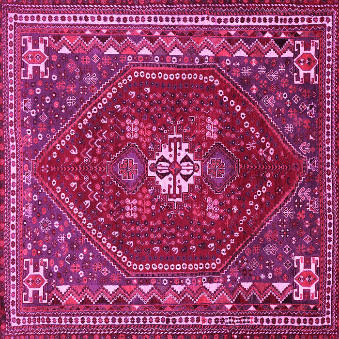 Square Machine Washable Persian Pink Traditional Rug, wshtr886pnk