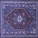 Square Machine Washable Persian Blue Traditional Rug, wshtr886blu