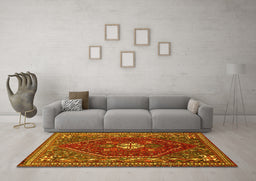 Machine Washable Persian Yellow Traditional Rug in a Living Room, wshtr886yw