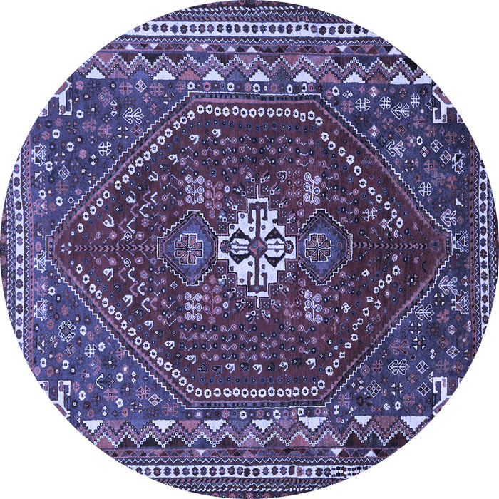 Round Machine Washable Persian Blue Traditional Rug, wshtr886blu